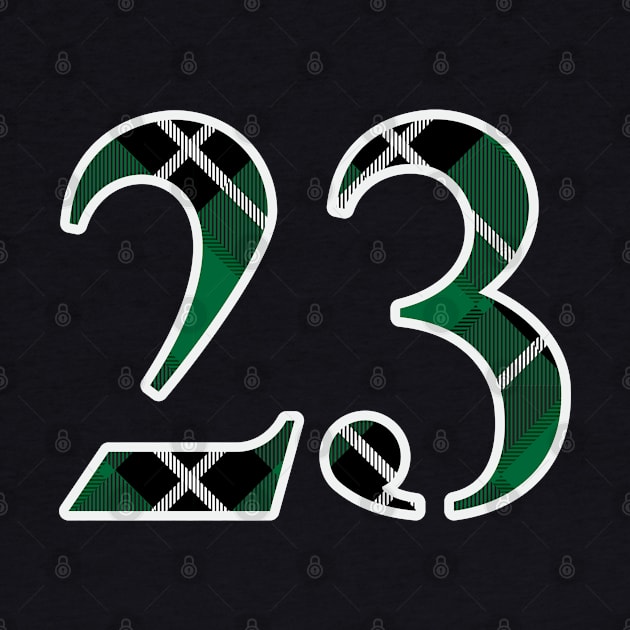 23 Sports Jersey Number Green Black Flannel by Design_Lawrence